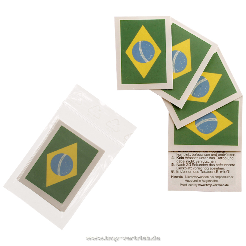 Brazil fan tattoo 5pcs pack